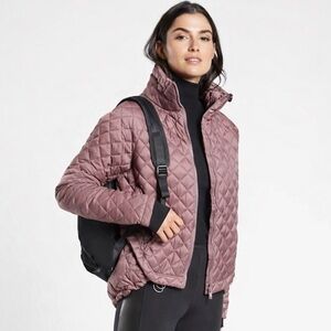 Athleta Whisper Featherless Jacket Women’s Medium Mauve Pink Quilted Lightweight